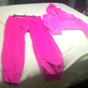 VS Crop jacket joggers suite velour material large NWT